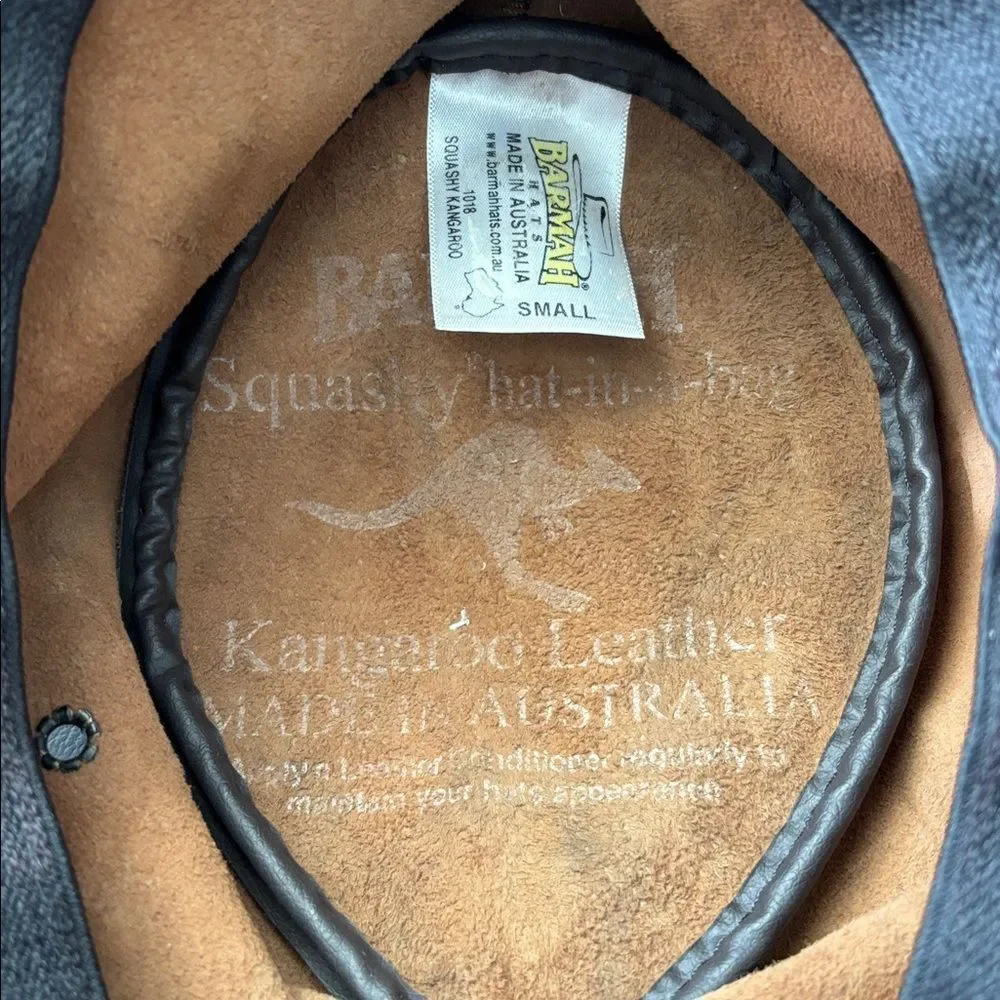 Barmah Crackle Kangaroo Leather Squashy hat.
